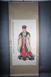 1984年长鹏摹平武县报恩寺万佛阁西龛壁画人物卷轴